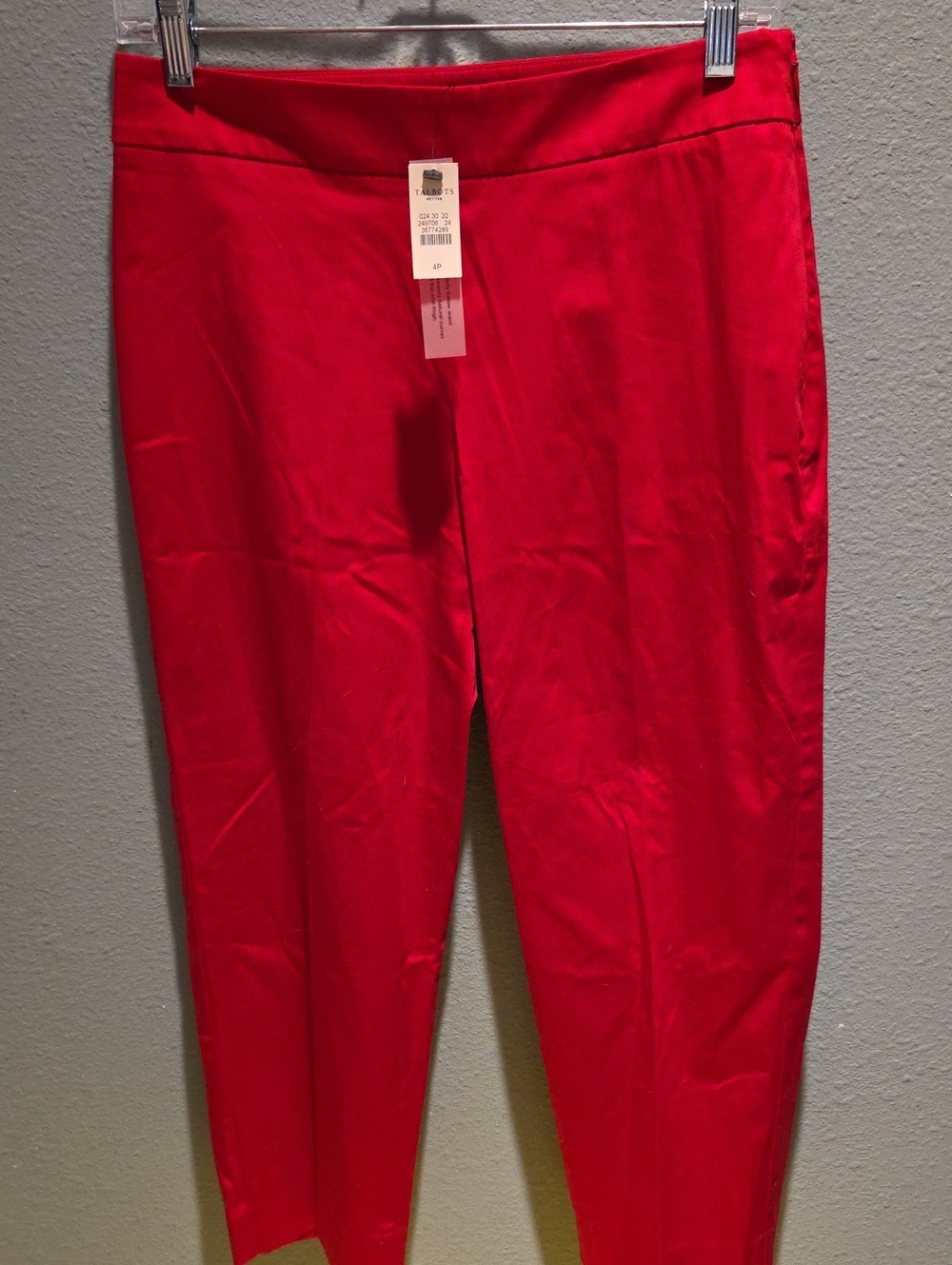 (New) Talbots Red Curvy Cropped Ponte Ankle Pants Size 4P